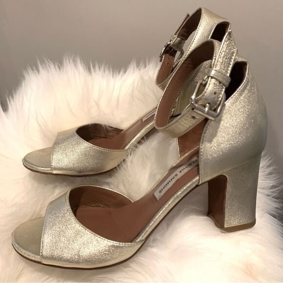 Tabitha Simmons Metallic Gold Open Toe Heel Sandals Size 5.5 - Picture 4 of 11
